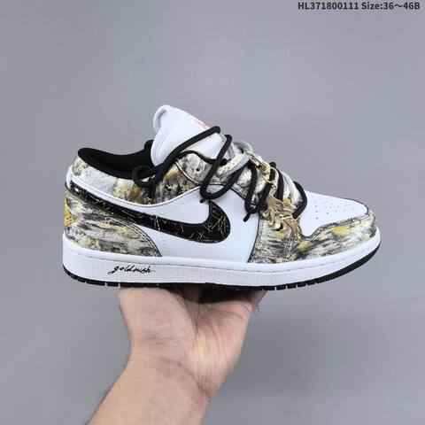 Jordan Air Jordan 1 Low White Light Grey Iridescent Silver EU 36-46 Casual - Unisex (BS-67015)