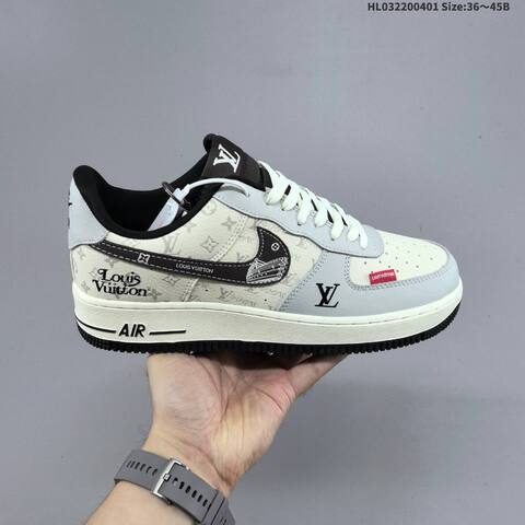 Nike Air Force 1 Low Off White Light Grey Black Red EU 36-45 Skate Shoe - Unisex BS-60997