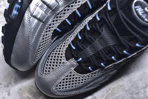 Nike Palace x Air Max 95 Black Metallic Silver Light Blue Sneaker BS-59640