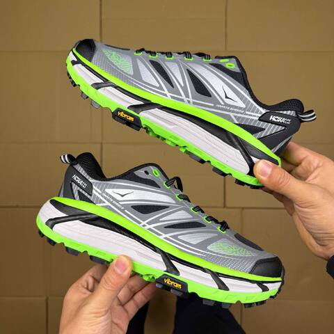 HOKA Mafate Speed 2 Black Grey Neon Green White Trail Shoe Trail Running Sneakers (BS-86894)
