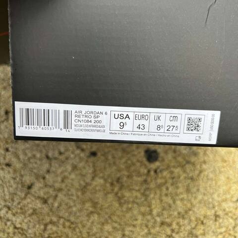 Jordan Air Jordan 6 CN1084-200 Medium Olive Black US 9 5 UK 8 5 EUR 43 27 5cm Basketball Shoe - Men's (BS-87300)