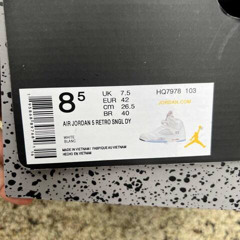 Jordan Air Jordan 5 Retro Sngl Dy HQ7978 103 White Metallic Silver Blue Black US 8 5 UK 7 5 EUR 42 26 5cm BR 40 Basketball Shoe - Men's (BS-87292)