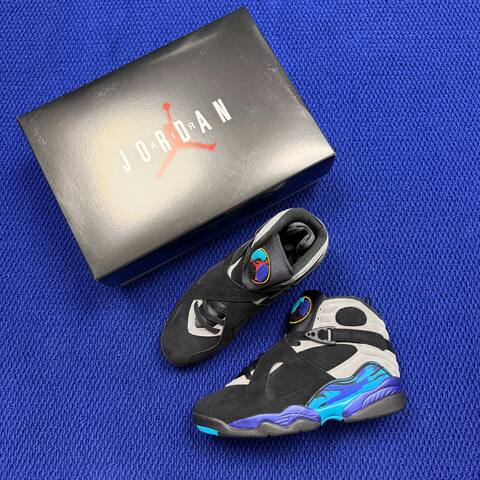 Jordan Air Jordan 8 Retro 305381 006 Black Grey Bright Concord Aqua EU 42 5 Basketball Shoe - Men's (BS-87307)