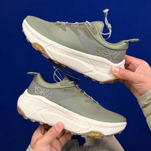 HOKA Transport GTX Olive Green Off White Brown Trail Shoe Trail Running Sneakers (BS-86832)