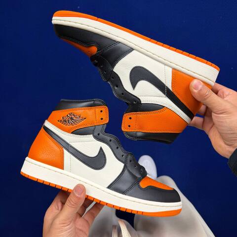 Jordan Air Jordan 1 Retro High OG Shattered Backboard DZ5485-008 Black Sail Orange USA 9 EU 42 5 UK 8 27cm Basketball Shoe - Men's (BS-87157)