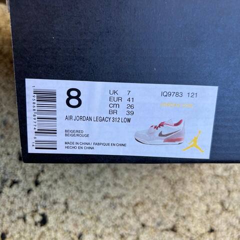 Jordan Air Jordan Legacy 312 Low IQ9783 121 White Beige Red Brown EU 41 Sneaker - Men's (BS-87352)