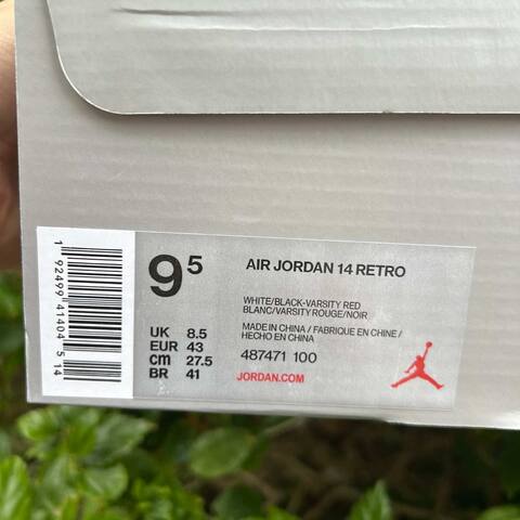 Jordan Air Jordan 14 Retro 487471-100 White Black Varsity Red EU 43 Basketball Shoe - Men's (BS-87331)