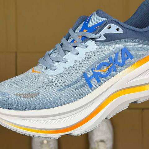 HOKA Bondi 9 Light Blue Navy Blue White Orange Yellow Running Shoe Running Sneakers (BS-86911)
