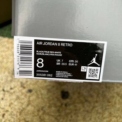 Jordan Air Jordan 8 Retro 305381 062 Black True Red White Blue US 8 UK 7 EUR 41 26cm Basketball Shoe - Men's (BS-87309)