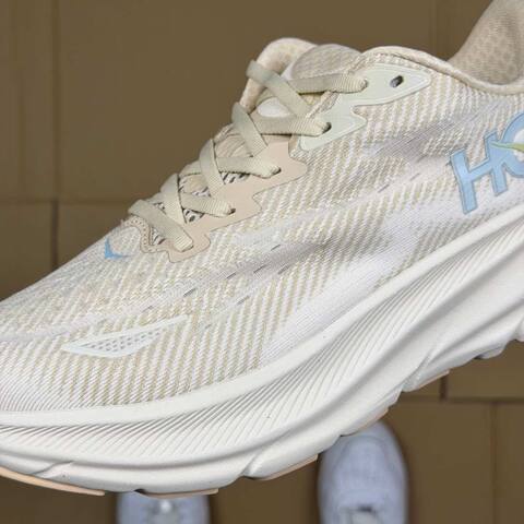 HOKA Clifton 9 Cream White Light Blue Beige Running Shoe Running Sneakers (BS-86877)