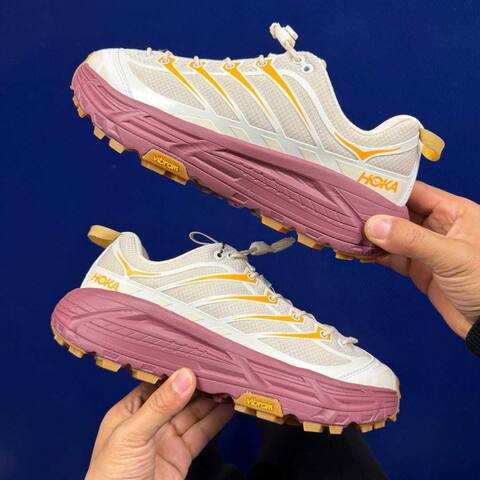 HOKA Mafate Three 2 Cream Orange Mauve Tan Trail Shoe Trail Running Sneakers (BS-86806)