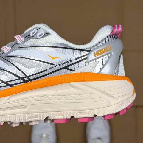 HOKA ONE ONE Mafate Speed 2 White Grey Orange Pink Trail Shoe Trail Running Sneakers (BS-86890)