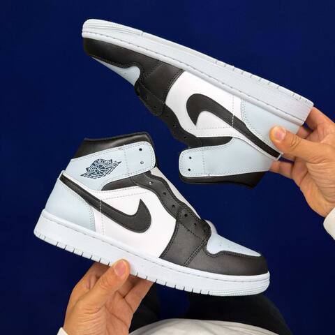 Jordan Air Jordan 1 Mid DQ8426 002 Black White Light Blue US 9 5 UK 8 5 EU 43 Basketball Shoe - Men's (BS-87142)