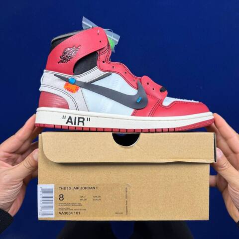 Jordan Air Jordan 1 High Off White Chicago AA3834-101 White Black Red EU 41 Basketball Shoe - Men's (BS-87143)
