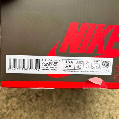 Jordan Air Jordan 1 Low OG SP DM7866 001 Sail Dark Grey Black EU 42 Sneaker - Men's (BS-87203)