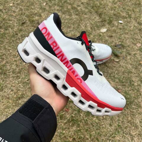 On Cloudmonster 2 3ME10122906 Ivory Silver Red Black US 8 EU 41 UK 7 5 JP 26 Running Shoe Running Sneakers - Men's (BS-86985)