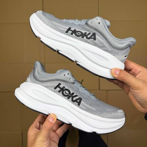 HOKA Bondi 9 Grey White Black Running Shoe Running Sneakers (BS-86910)