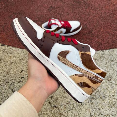 Jordan Air Jordan 1 Low SE IQ5321 121 Sail Hemp Chocolate White Red US 7 5 UK 6 5 BR 39 EUR 40 5 Cm 25 5 Sneaker - Unisex (BS-87241)