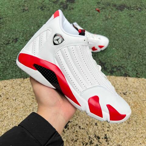 Jordan Air Jordan 14 Retro 487471 100 White Black Varsity Red US 8 5 UK 7 5 EUR 42 26 5cm BR 40 Basketball Shoe - Men's (BS-87334)