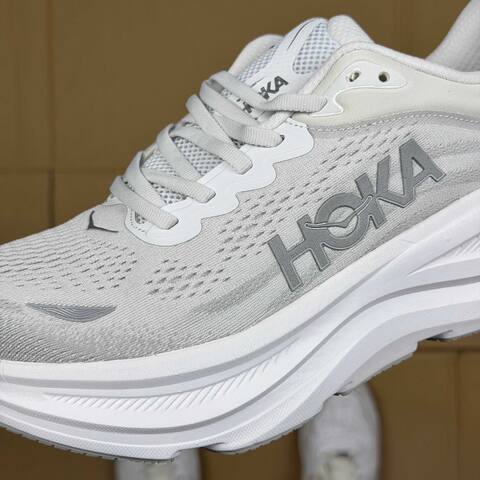 HOKA Bondi 9 Light Grey White Running Shoe Running Sneakers (BS-86905)