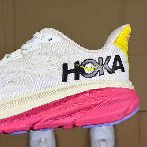 HOKA ONE ONE Clifton 9 White Pink Yellow Cream Purple Running Shoe Running Sneakers (BS-86878)