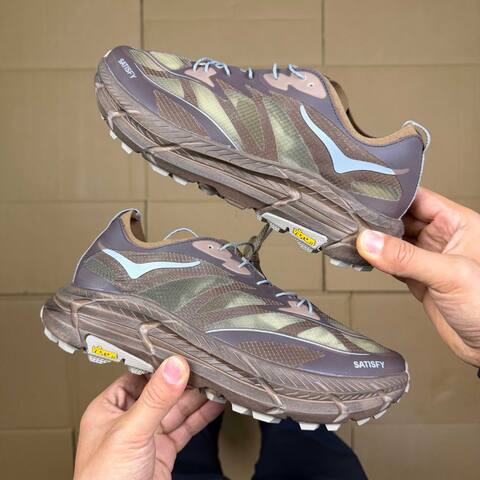HOKA Mafate Speed 4 LITE Satisfy Dark Brown Olive Grey Light Blue Trail Shoe Trail Running Sneakers (BS-86935)