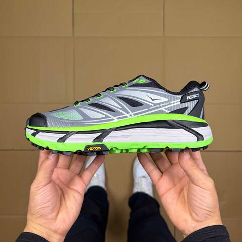 HOKA Mafate Speed 2 Black Grey Neon Green White Trail Shoe Trail Running Sneakers (BS-86894)