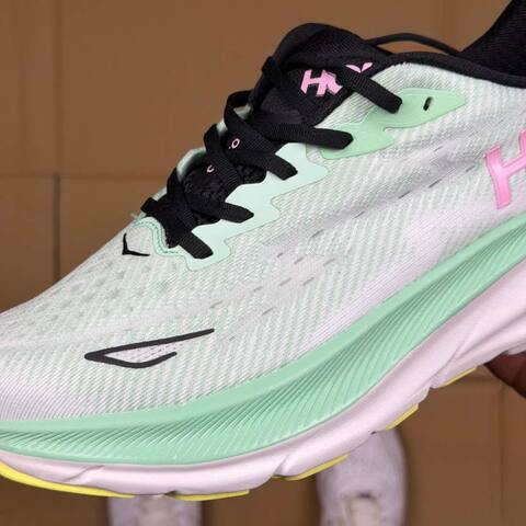 HOKA ONE ONE Clifton 9 Mint Green White Black Pink Yellow Running Shoe Running Sneakers (BS-86859)