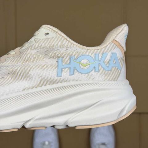 HOKA Clifton 9 Cream White Light Blue Beige Running Shoe Running Sneakers (BS-86877)