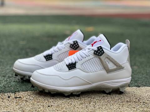Jordan Air Jordan 4 Retro TD HQ0207 106 White Fire Red Black Tech Grey EUR 44 Soccer Cleat - Men's (BS-87281)