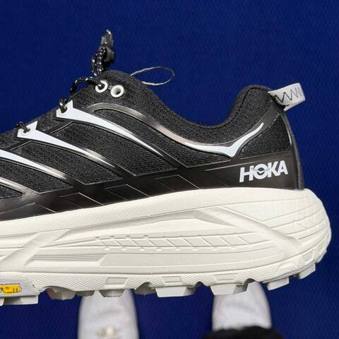 HOKA Mafate Three 2 Black White Cream Trail Shoe Trail Running Sneakers (BS-86808)