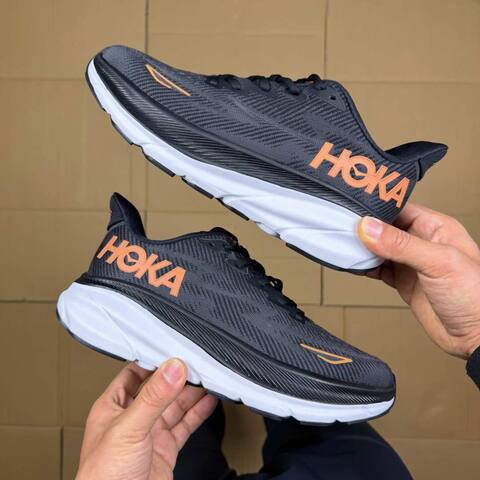HOKA ONE ONE Clifton 9 Black White Copper Running Shoe Running Sneakers (BS-86870)