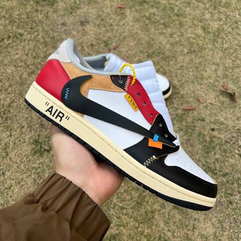 Jordan Air Jordan 1 Low OG SP XZ6868 005 White Red Tan Black Cream EU 42 Sneaker - Men's (BS-87231)