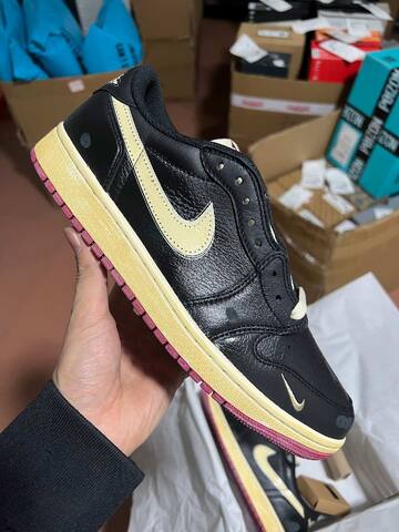 Jordan Air Jordan 1 Retro Low OG Nitro IB8958 001 Black Muslin Varsity Red US 9 5 UK 8 5 EUR 43 Cm 27 5 Skate Shoe - Men's (BS-87185)