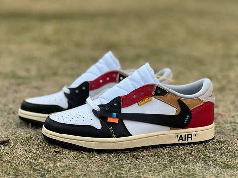 Jordan Air Jordan 1 Low OG SP XZ6868 005 White Red Tan Black Cream EU 42 Sneaker - Men's (BS-87231)