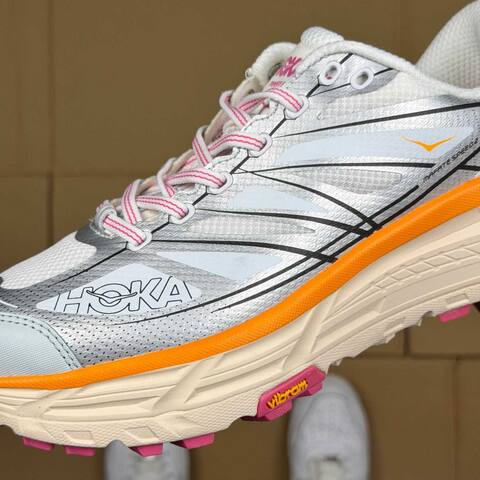 HOKA ONE ONE Mafate Speed 2 White Grey Orange Pink Trail Shoe Trail Running Sneakers (BS-86890)