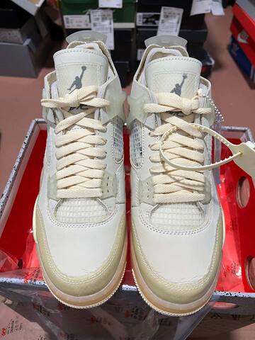 Jordan Air Jordan 4 Retro SP Off White Sail CV9388 100 Sail Muslin White Black EUR 42 5 Basketball Shoe - Men's (BS-87264)