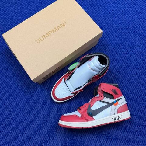 Jordan Air Jordan 1 High Off White Chicago AA3834-101 White Black Red EU 41 Basketball Shoe - Men's (BS-87143)