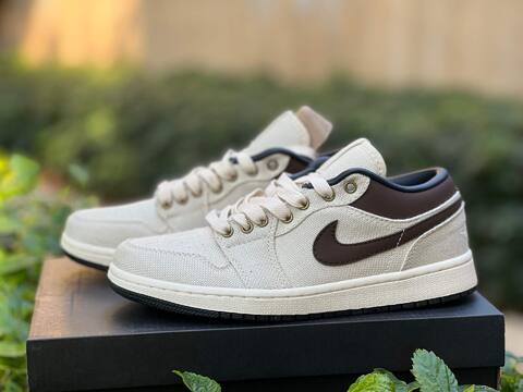 Jordan Air Jordan 1 Low PRM IB8058 110 Pale Ivory Baroque Brown Black EUR 40 Sneaker - Men's (BS-87219)