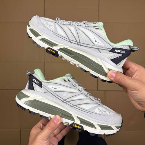 HOKA Mafate Speed 2 Light Grey Mint Green White Black Trail Shoe Trail Running Sneakers (BS-86896)