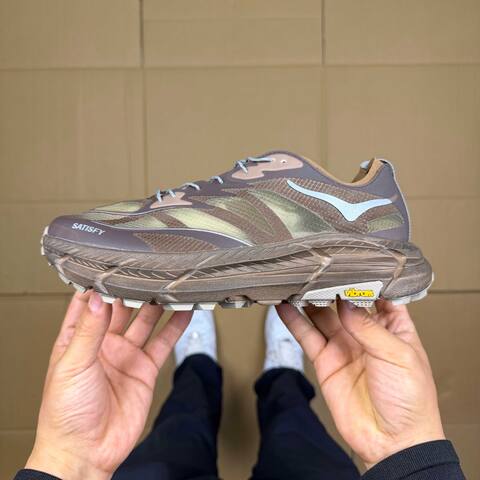 HOKA Mafate Speed 4 LITE Satisfy Dark Brown Olive Grey Light Blue Trail Shoe Trail Running Sneakers (BS-86935)