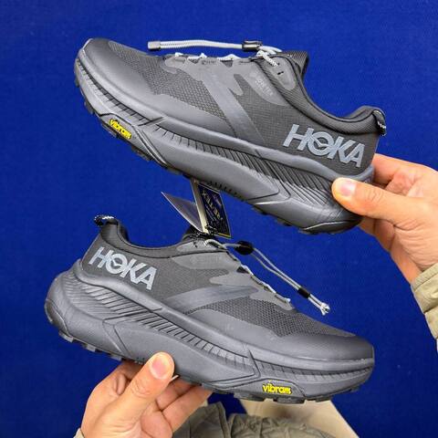 HOKA ONE ONE Transport GTX Black Dark Grey Trail Shoe Trail Running Sneakers (BS-86835)
