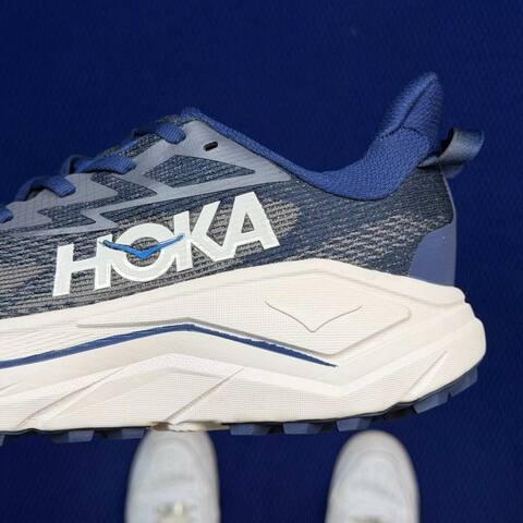 HOKA Challenger 8 Grey Navy Cream Blue Running Shoe Running Sneakers (BS-86844)