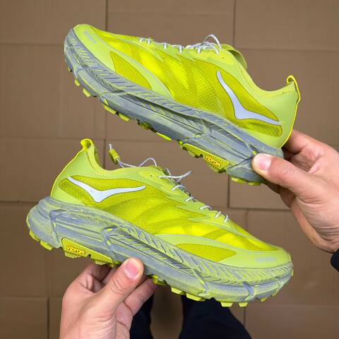 HOKA Mafate Speed 4 LITE Satisfy 1157050 SLFR Lime Green Dark Grey White Trail Shoe Trail Running Sneakers (BS-86941)