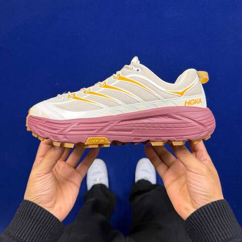 HOKA Mafate Three 2 Cream Orange Mauve Tan Trail Shoe Trail Running Sneakers (BS-86806)