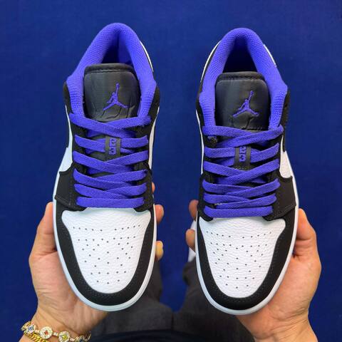 Jordan Air Jordan 1 Low 553558-108 White Black Dark Concord EU 41 Sneaker - Men's (BS-87150)
