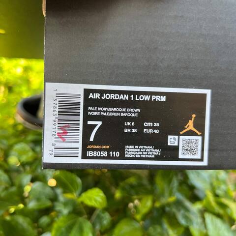 Jordan Air Jordan 1 Low PRM IB8058 110 Pale Ivory Baroque Brown Black EUR 40 Sneaker - Men's (BS-87219)