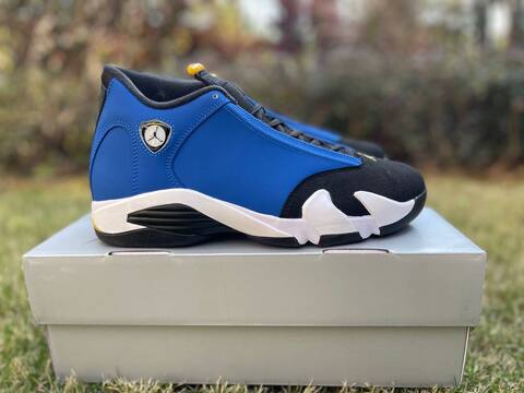 Jordan Air Jordan 14 Retro 487471-407 Varsity Royal Black Yellow White US 9 5 UK 8 5 BR 41 EUR 43 Cm 27 5 Basketball Shoe - Men's (BS-87335)