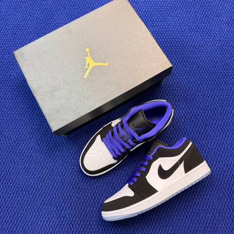 Jordan Air Jordan 1 Low 553558-108 White Black Dark Concord EU 41 Sneaker - Men's (BS-87150)