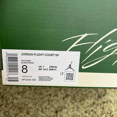 Jordan Flight Court SP HF3255 108 White Red Beige US 8 UK 7 BR 39 5 EUR 41 26cm Sneaker - Unisex (BS-87245)